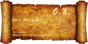 Orr Mirkó névjegykártya